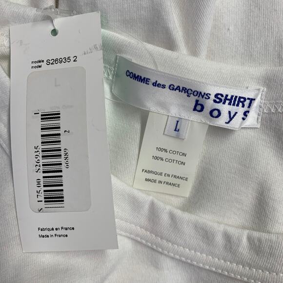 COMME des GARCONS SHIRT Size L White Cotton Oversized T-shirt - Picture 6 of 7